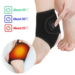 Electric Heated Ankle Brace 3 Gear Hot Compress Physical Therapy USB Ankle Protector Pain Relief Foot Care