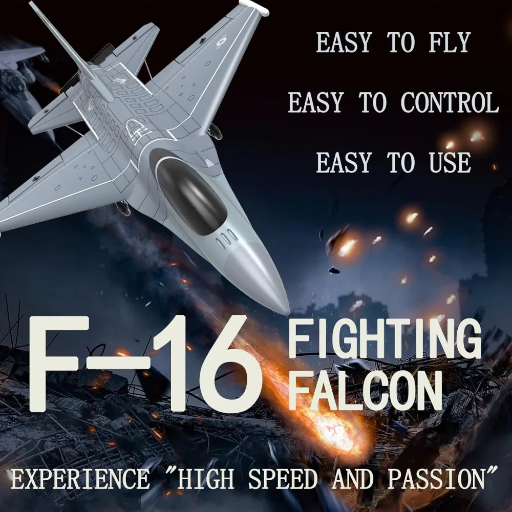 Ready to Fly Jet de combate RC F-16 de 4 canales de 2,4 GHz con sistema de estabilización de piloto X para aficionados adultos