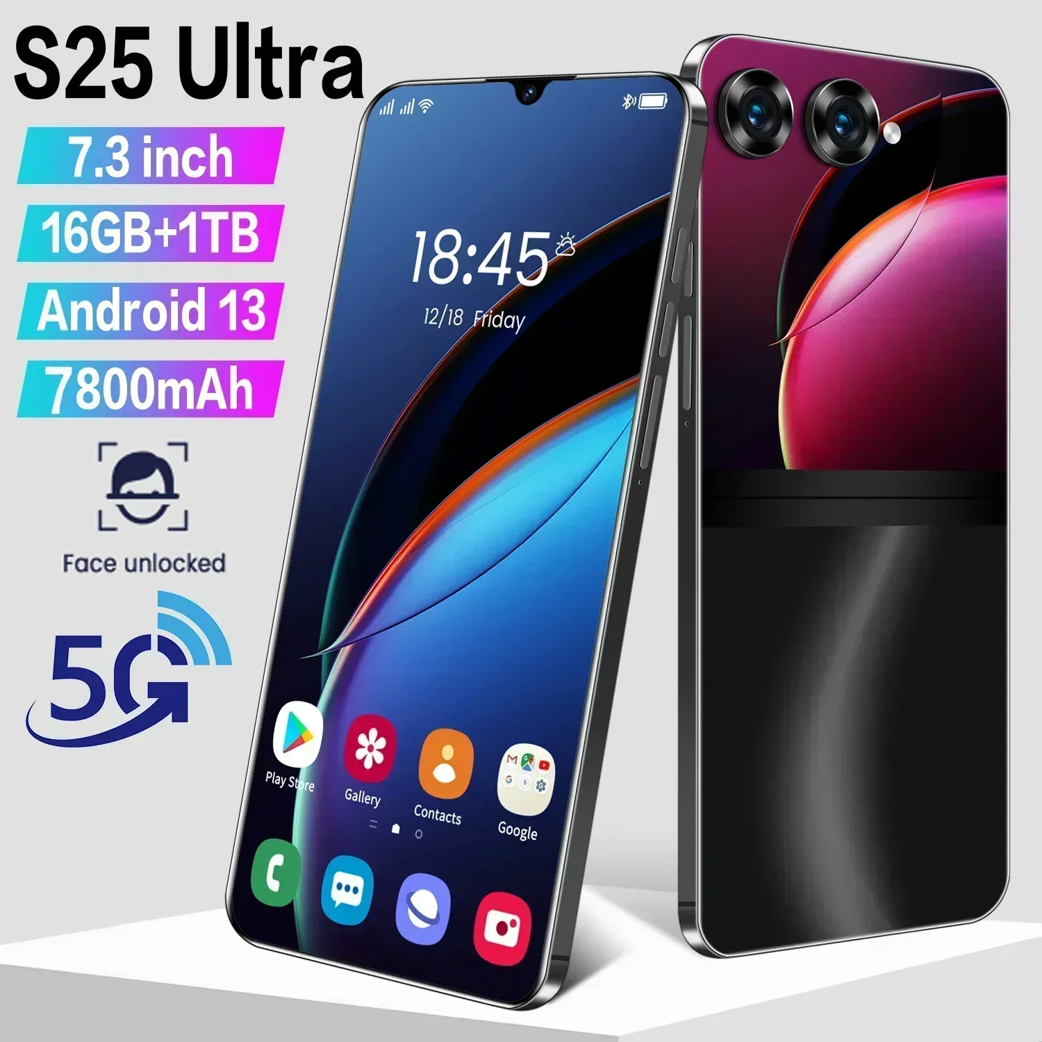 

Global Version S25Ultra 5G Smartphone 7.3 Inch 16GB RAM+1TB ROM Qualcomm8 Gen2,108MP Camera 7800mAh Battery Android Phone Unlock