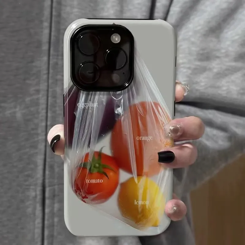 INS Vegetables Fruits Pattern Phone Case for Samsung Galaxy S20 S23 S24 S25 S26 FE Plus Ultra Edge 4G 5G Double-layer Back Cover