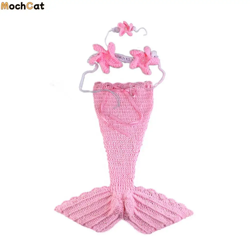 

3pcs/Set Creative Baby Mermaid Costume Set Handmade Soft Baby Photo Props Comfortable Washable Newborn Photography Props
