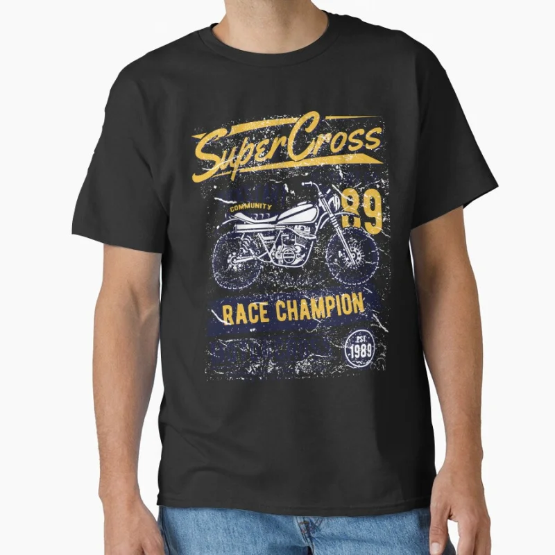 

Super Cross Funny Ride or die vintage speed race Short-sleeve crewneck T-shirt for motorcycle rider large size tee Adult Tops