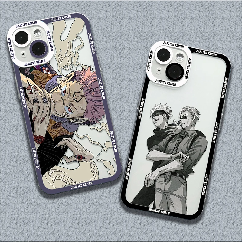 Anime Jujutsu Kaisen Phone Case For iPhone 15 14 13 12 11 Pro Max Mini XS X XR SE 7 8 Plus SE2020 Shockproof Transparent Cover