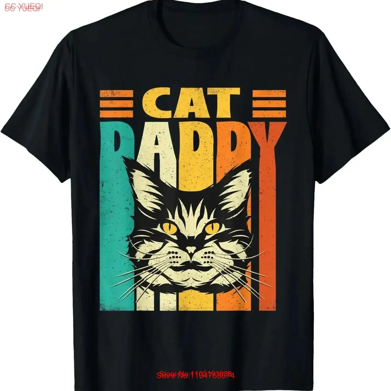 تي شيرت Cat Daddy Retro Vintage لعيد الأب لمحبي الحيوانات الأليفة، ملابس مصممة مغسولة، أزياء جرافيك ناعمة قابلة للتنفس كاجوال عتيقة