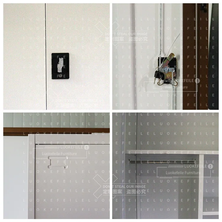 مخصص أبيض أسود غرفة نوم ألميرا سوينغ خزانة معدنية 2 باب خزانة ملابس خزانة ملونة الصلب خزانة غرفة خزانة #6