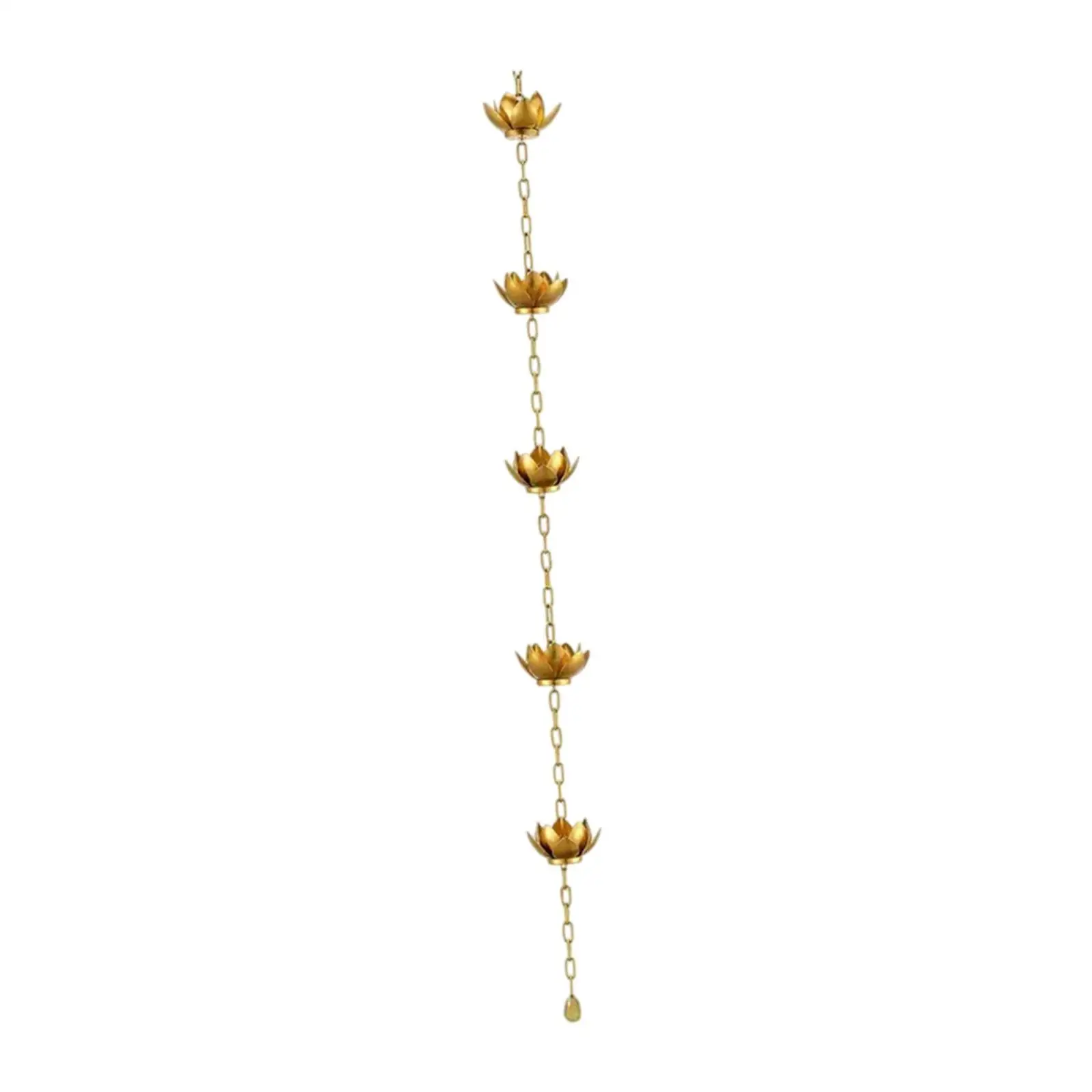 Outdoor Lotus Rain Chain Iron Cups Decorative Drainage for Roofs Gazebos Sheds Patios Easy Installation