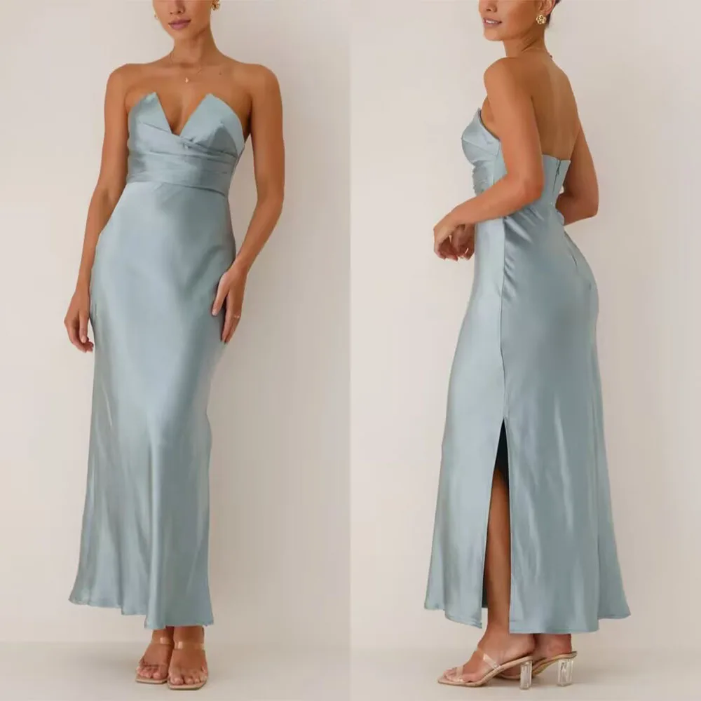 Customized V-neck Ankle Length Backless Zipper Sleeveless Serene Hill Boutique Store متجر Luxury Dress High Quality Party Dress
