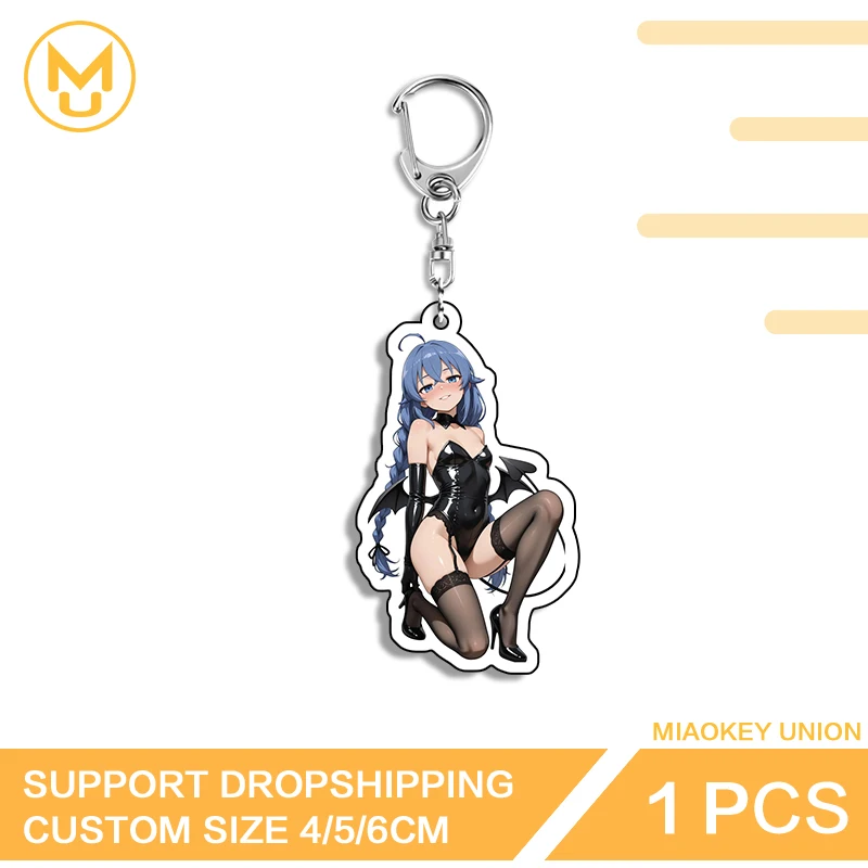Roxy Demon Girl Anime Figure Hanging Ornament Squatting Novelty Amusing Y2K Acrylic Keyring Simplicity For Lover Couple