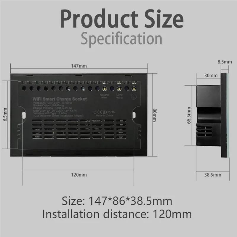 A14M Tuya Wifi Wall مقبس ذكي توقيت الصوت قياس الكهرباء 147Smartsocket التحكم عن بعد الولايات المتحدة والاتحاد الأوروبي العالمي دائم -Wh