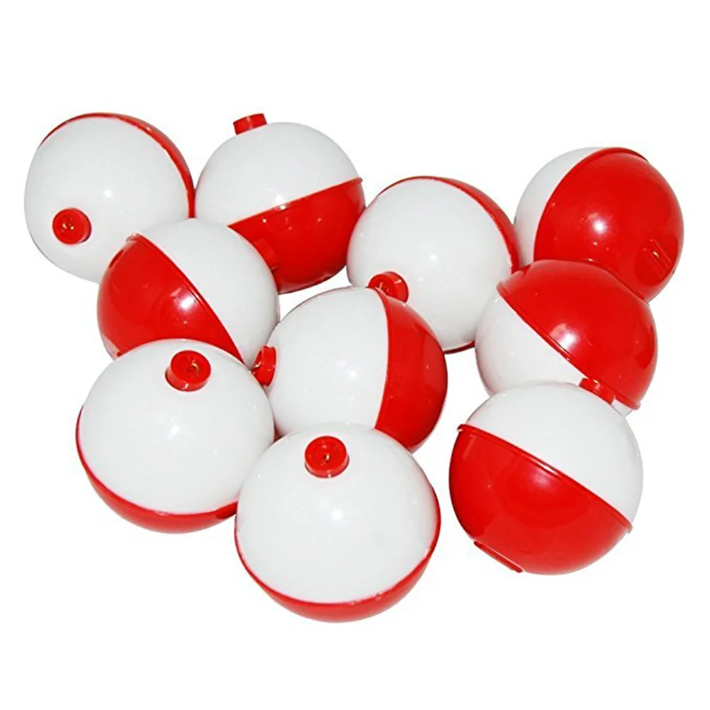 30pcs/lot 1 Inch Size Fishing Buoy Float Sea Fishing Floats Plastic Floats for Fishing Dobbers (Red and White)