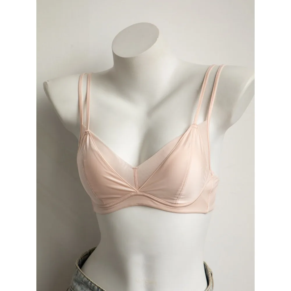 BANERDANNI Sutiã Taça Triangular Feminino Verão Fino Sem Costura Alça Fina Sexy Lingerie Empina Peito Pequeno size 32‑38 bra