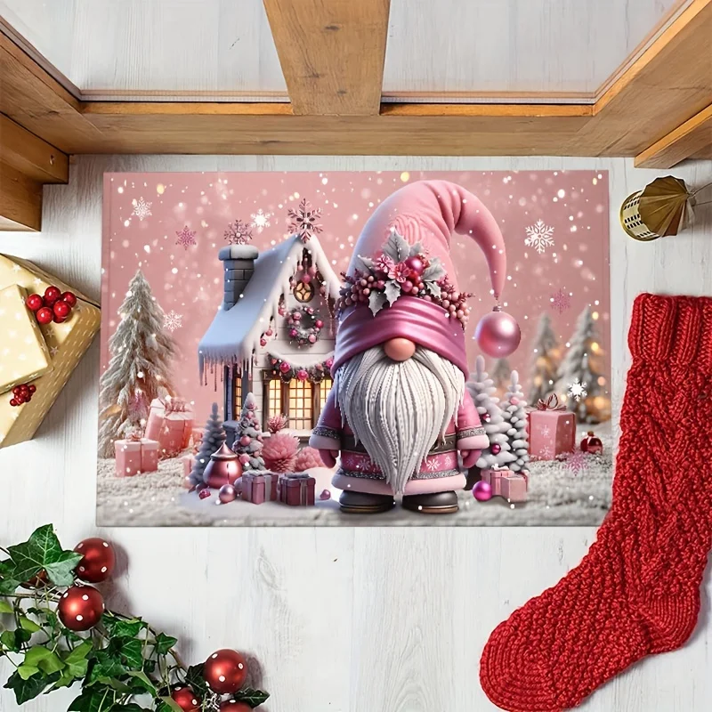 VIKAMA Christmas Gnome Door Mat Durable Non-Slip Entrance Hallway Doormat Bathroom Mat Festive Atmosphere Home Decor
