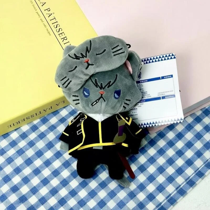 

About 15Cm Gintama Sakata Gintoki Kagura Eye Mask Cat Pp Cotton Filled Plush Pendant Keychain Decoration Friend's Birthday Gift