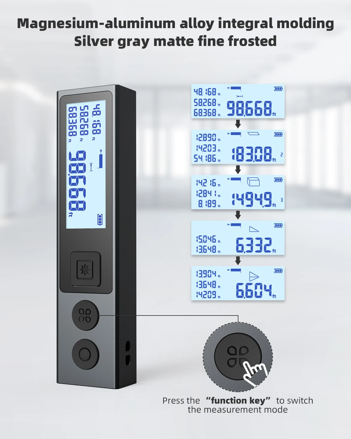 Imagem -05 - Mileseey Mini Fita Métrica Laser Digital M120 Ferramentas de Medição Bluetooth Elegante e Minimalista Case Medidor de Distância Metálico