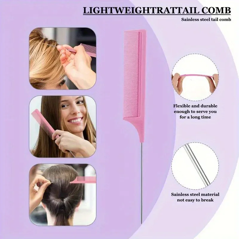 12点セット ヘアスタイリングセット＆コーム クリップ ラットテールコーム エッジコントロールブラシ＆スプレーボトル - 無臭ABSプラスチック 全髪質対応