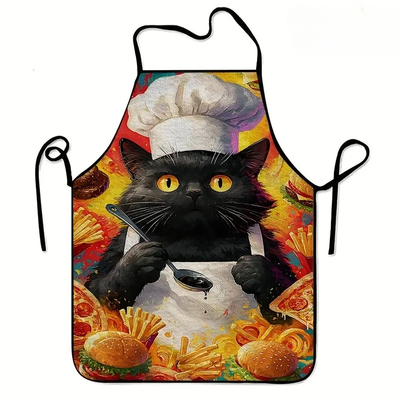 Cat Print Chef Apron, Washable & Reusable, Fun Cooking Party Apron