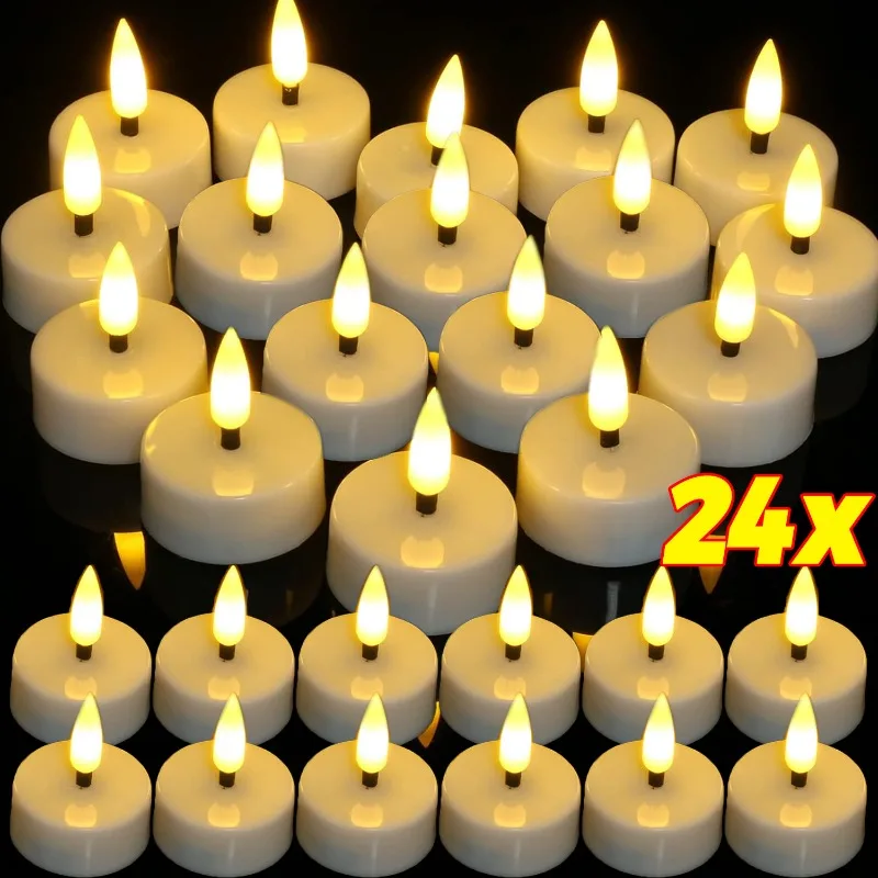 

1/24Pcs Flameless LED Candles Flashing Electronic Light Candle Battery Powered Lights Home Garden Wedding Party Decoration Lamps