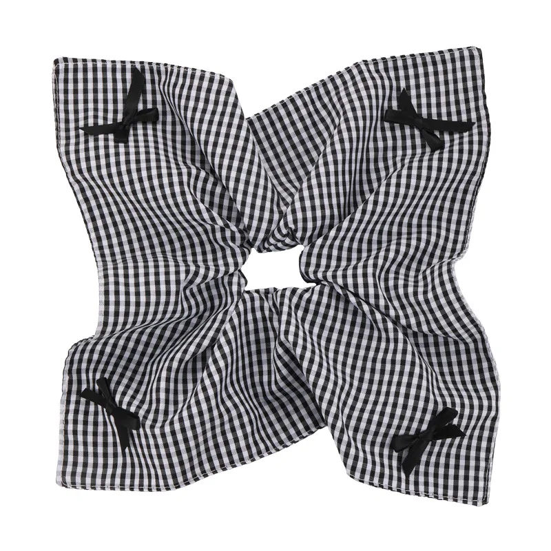 Black and white checkered largebow large intestine headband high-end temperament square scarf headband high-end hair accessory