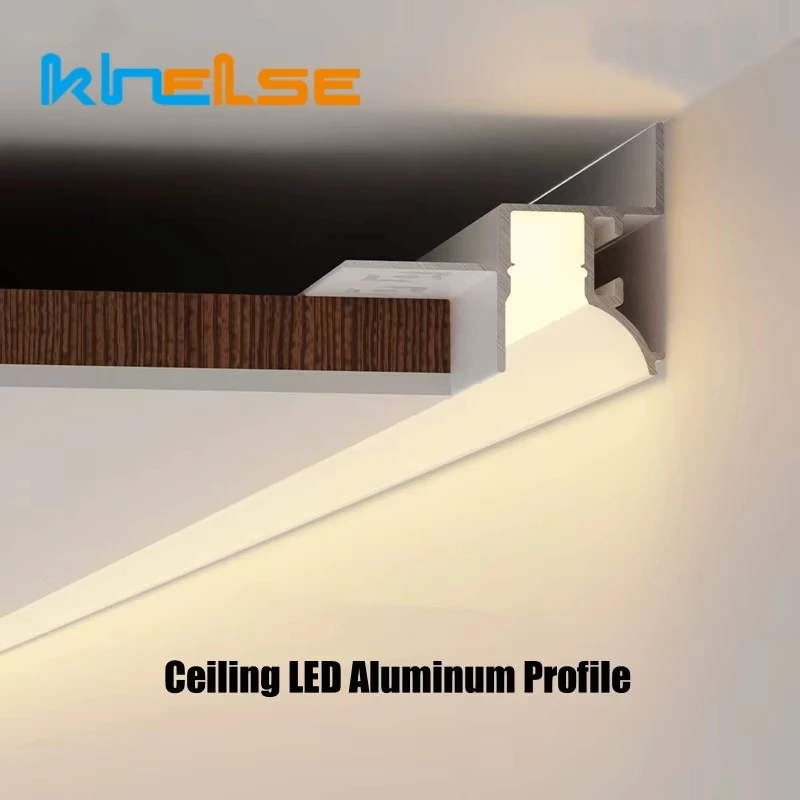 Narrow Ceiling LED Aluminum Profile Embedded Channel Strip Light Luminous Plaster Molding Hidden Backlight Linear Lighting