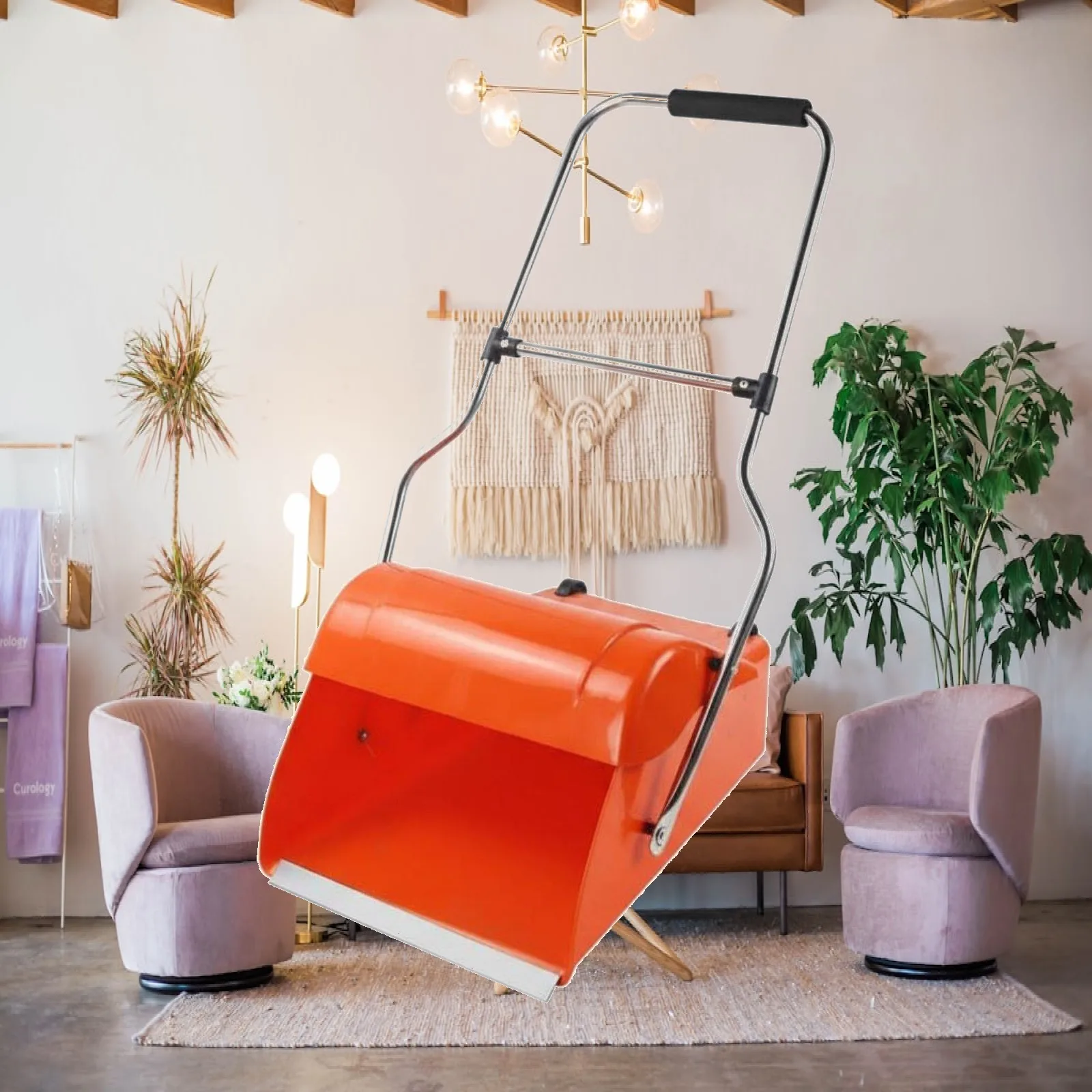 Push Wheeled Dustpan with Reinforced PP Body and Smooth Rolling Base for Quick Trash Collection in Public Spaces