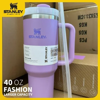 Stanley Adventure Quencher 손잡이가 달린 스테인리스 스틸 진공 단열 텀블러, 열 아이스 여행 컵, H2.0, 40oz
