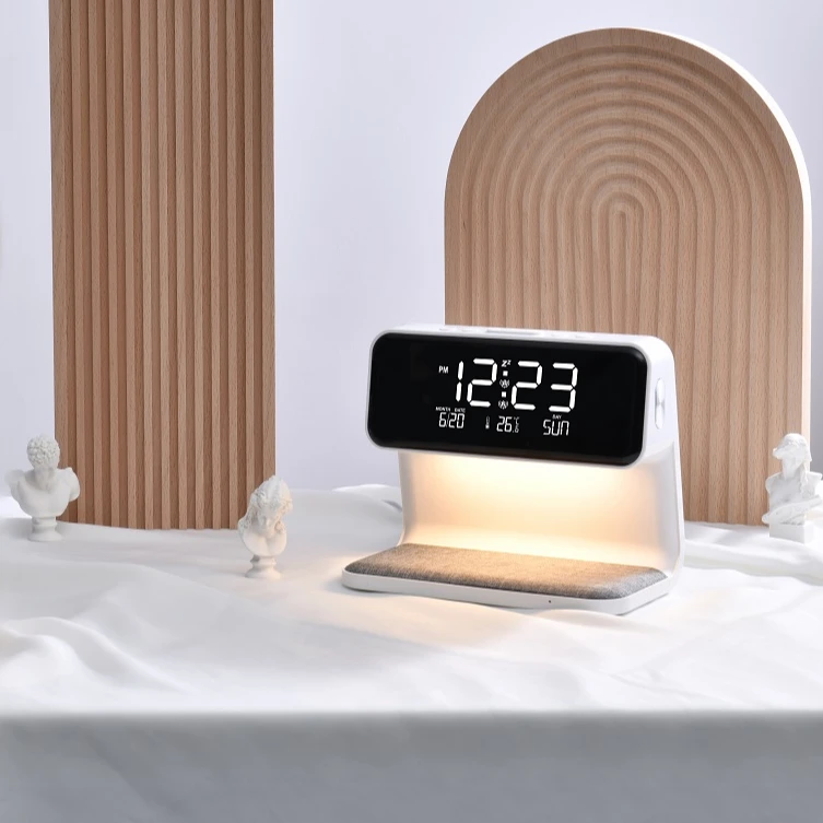 

Multifunctional Bedroom Wireless Charging Clock Time Display Alarm Clock With Led Night Light Smart Led Digital Clock