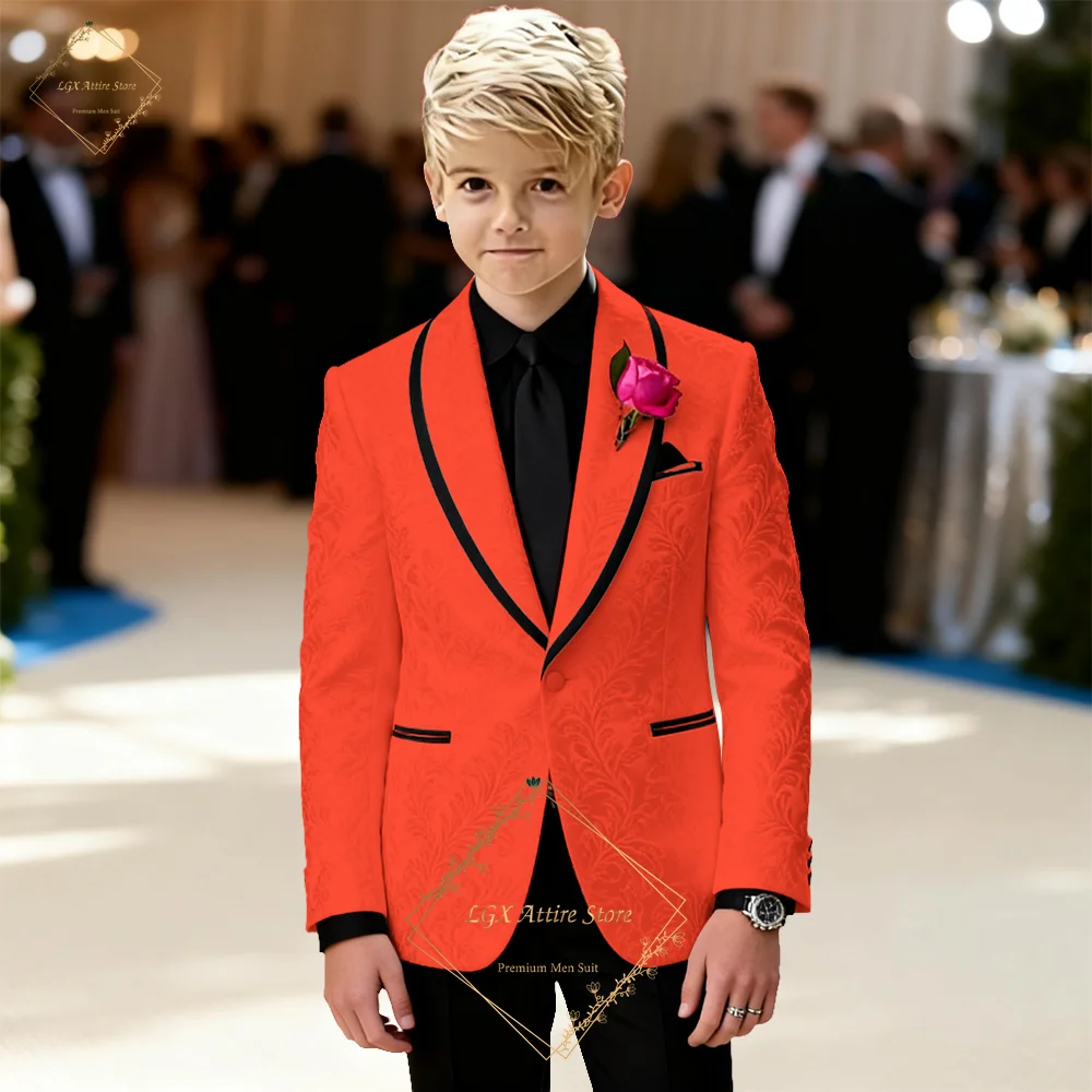 Boys 2 Piece Jacquard Suit Stylish Blazer & Pants Set Premium Formal Attire for Glamorous High-End Events