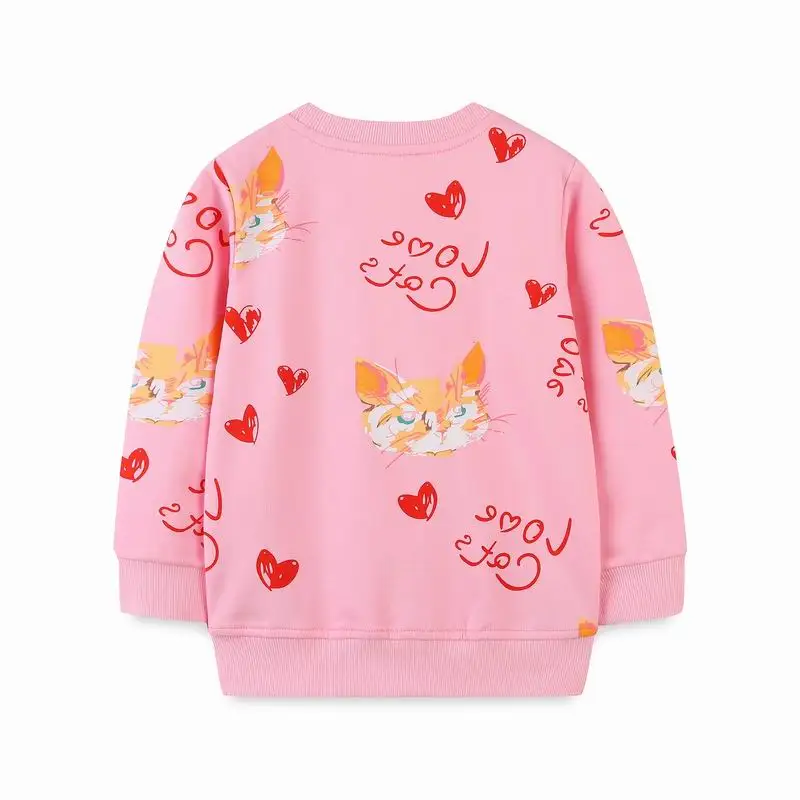 Little maven 2024 Autumn Toddler Girls Cartoon Cats Pink Sweatshirts Kids Costume for New Years Children's Clothing 2-7 Years