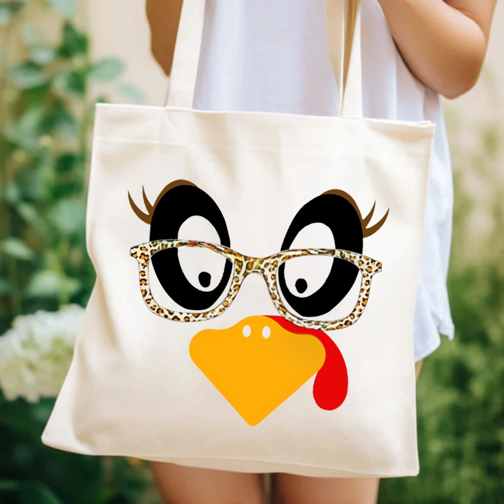 Cute Turkey Fall Thanksgiving Women's Handbag's Thanksgiving Family Matching Tote Bags Turkey Face Bag's Funny Thanksgiving Bags