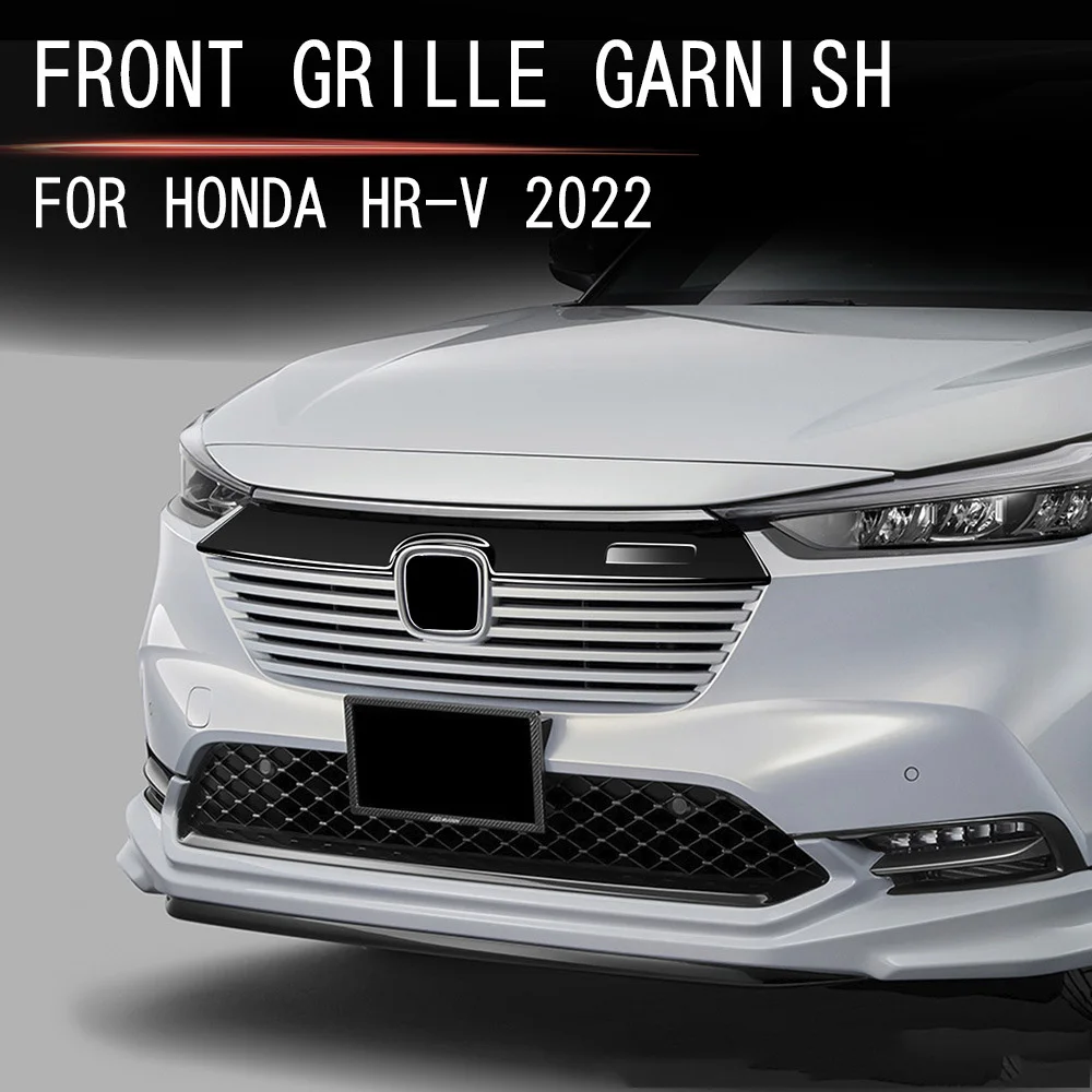 Accessories For Honda Vezel HEV HRV 2021 2022 2023 Black Glossy Front Hood Grille Bonnet Lip Molding Cover Trim Garnish Styling