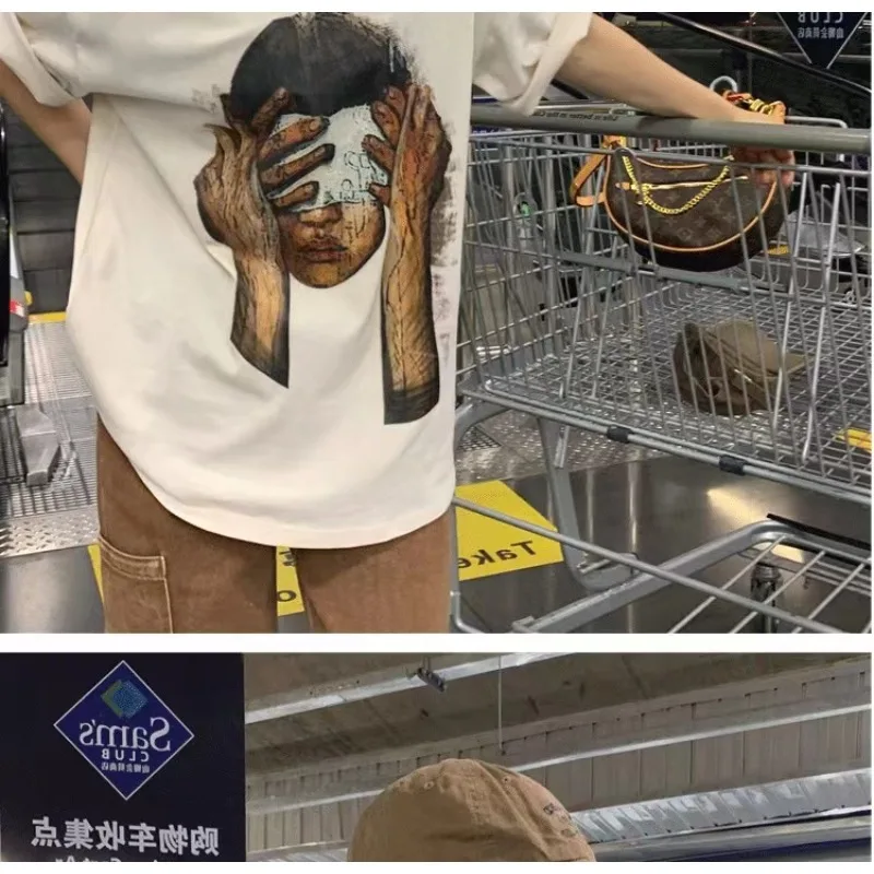 

Spring and Summer New Melancholy Boys Men and Women Couple Cotton T-Shirt Loose Casual Comfortable Top