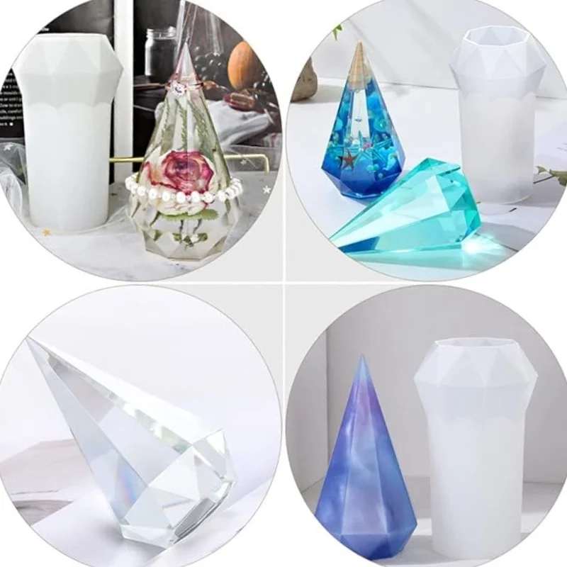 DIY Diamond Cone Silicone Mould Crystal Crystal Epoxy Resin Mould High Mirror Cone Mold