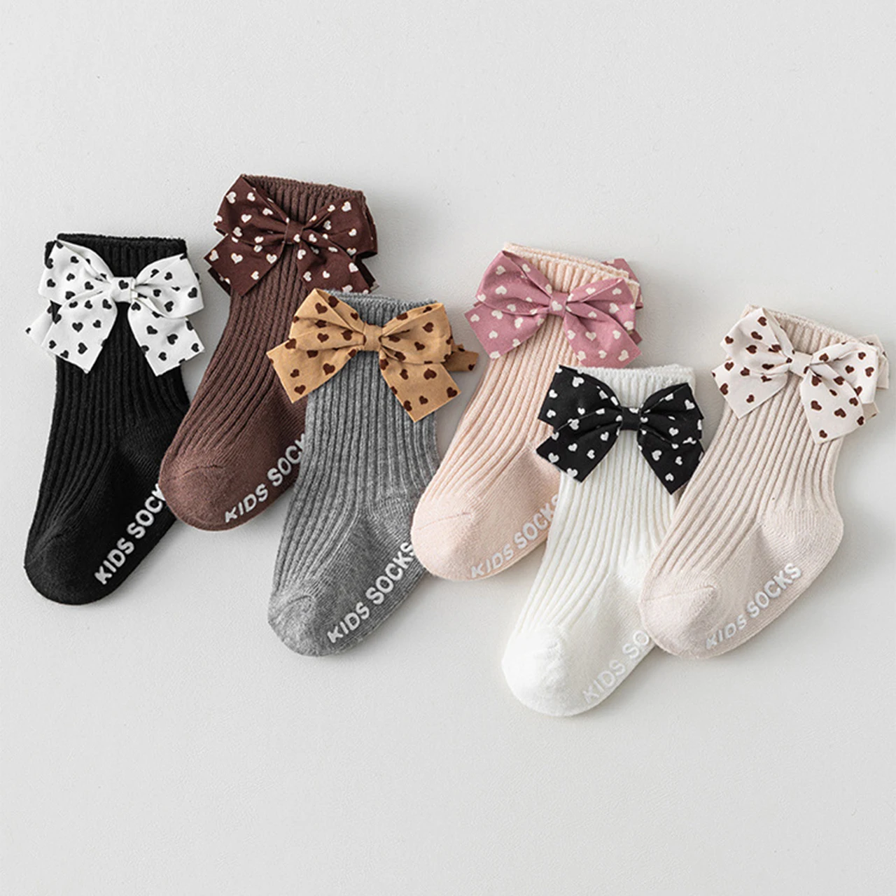 Polka Dot Bow Girl Sock Princess Kids Calf Socks Spring Autumn Mid Tube Sock 0-3Year Children Footwear Sweet Bowknot Cotton Sock