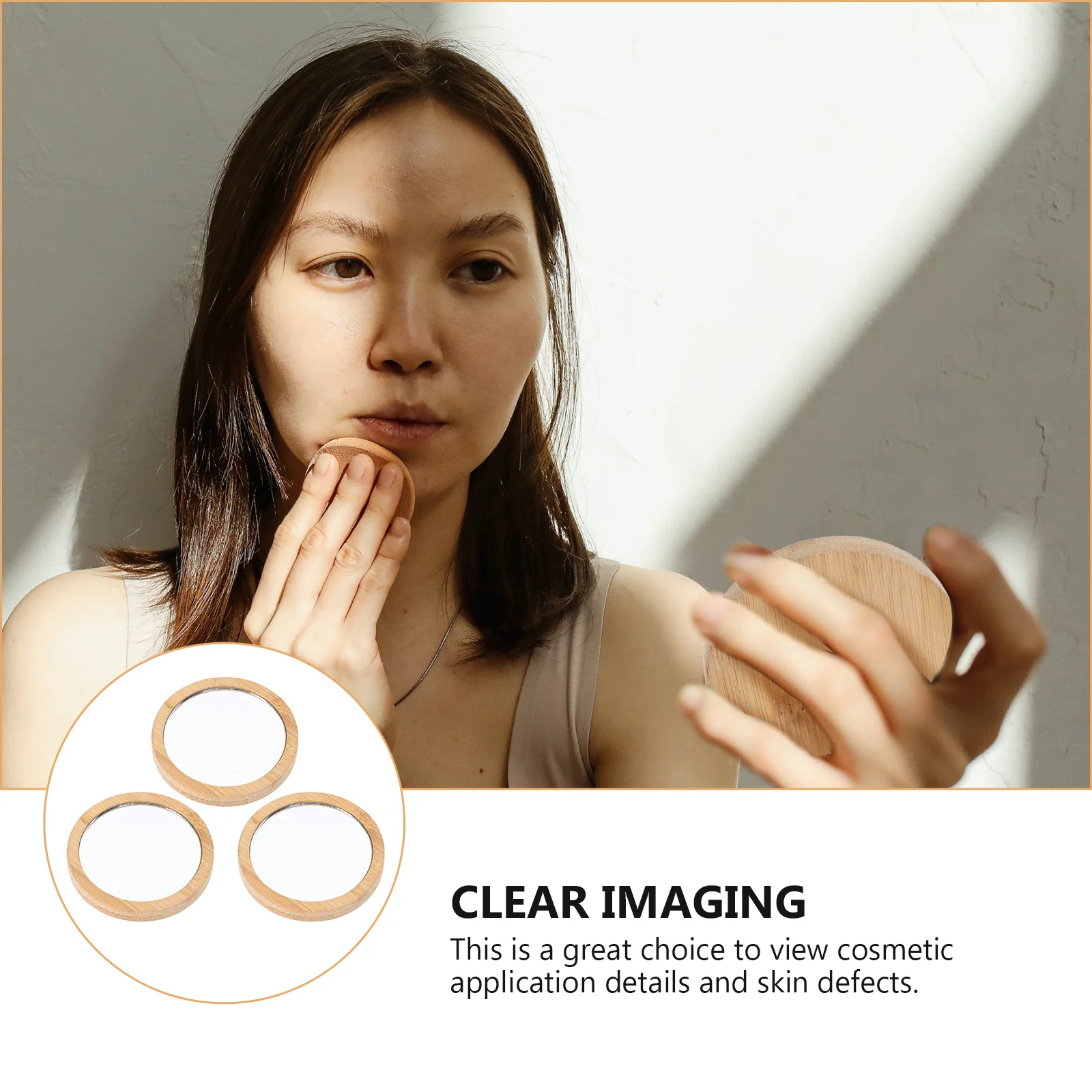 3Pcs Small Round Compact Makeup Mirrors Portable Travel Mini Pocket Mirror Women Mirror Assorted Color