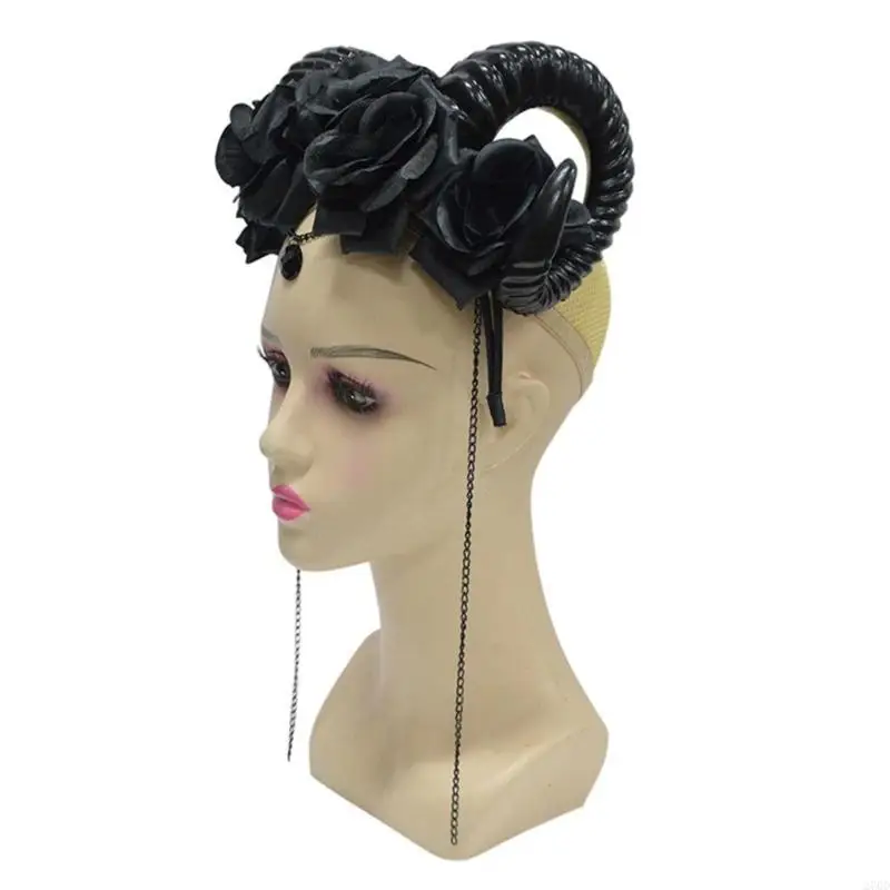 Comfortable Antelope Horn Headband for Role Playing and Daily Unique Flower Wear Con Photo Props