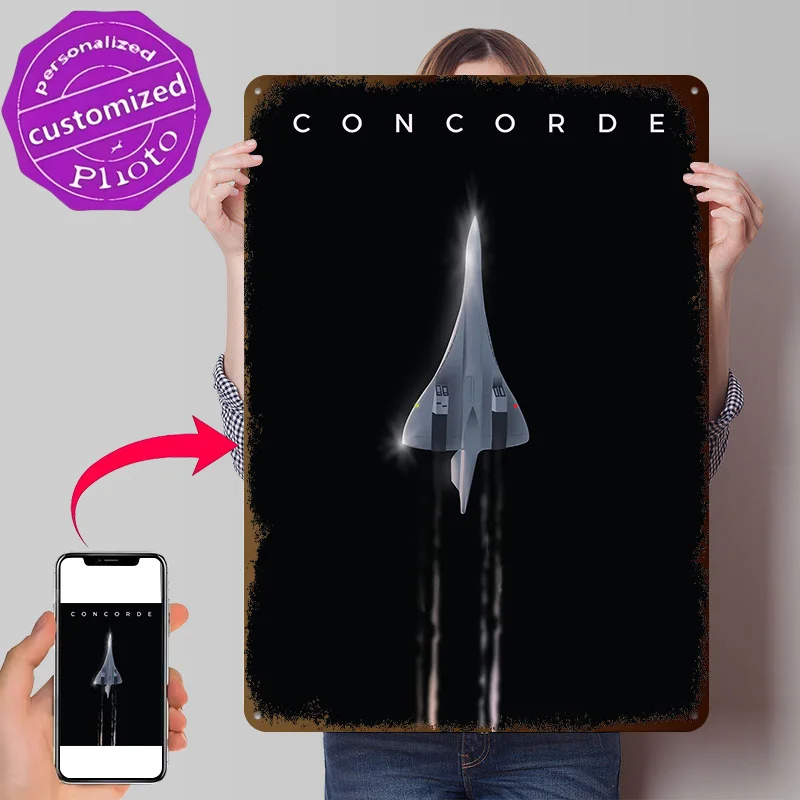 Concorde Supersonic Jet Metal Poster Perfect Gift for Fans Lovers Personalized Wall Art Metal Sign for Vintage Decoration Gaming