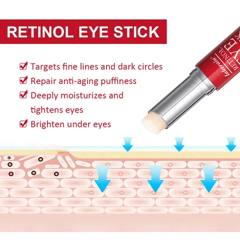 Крем-стик для кожи вокруг глаз Lakerain Retinol Eye Cream Stick Увлажняющий, укрепляющий, устраняющий мешки под глазами, осветляющий морщины и разглаживающий темные круги. крем для глаз против морщин отзывы - №1
