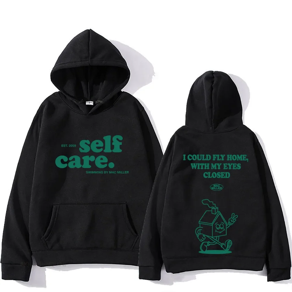 Macc Miller Self Care Y2K Men's Hoodies Letter Print Cotton Long Sleeve Harajuku Fashion Couple Korean Autumn Sweatshirts