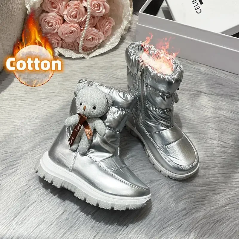 

Winter Boys Girls' Boots Children's Sneakers Snow Ankle Boots Fashion Casual Warm Zipper Plus Cotton Trendy 2024 New