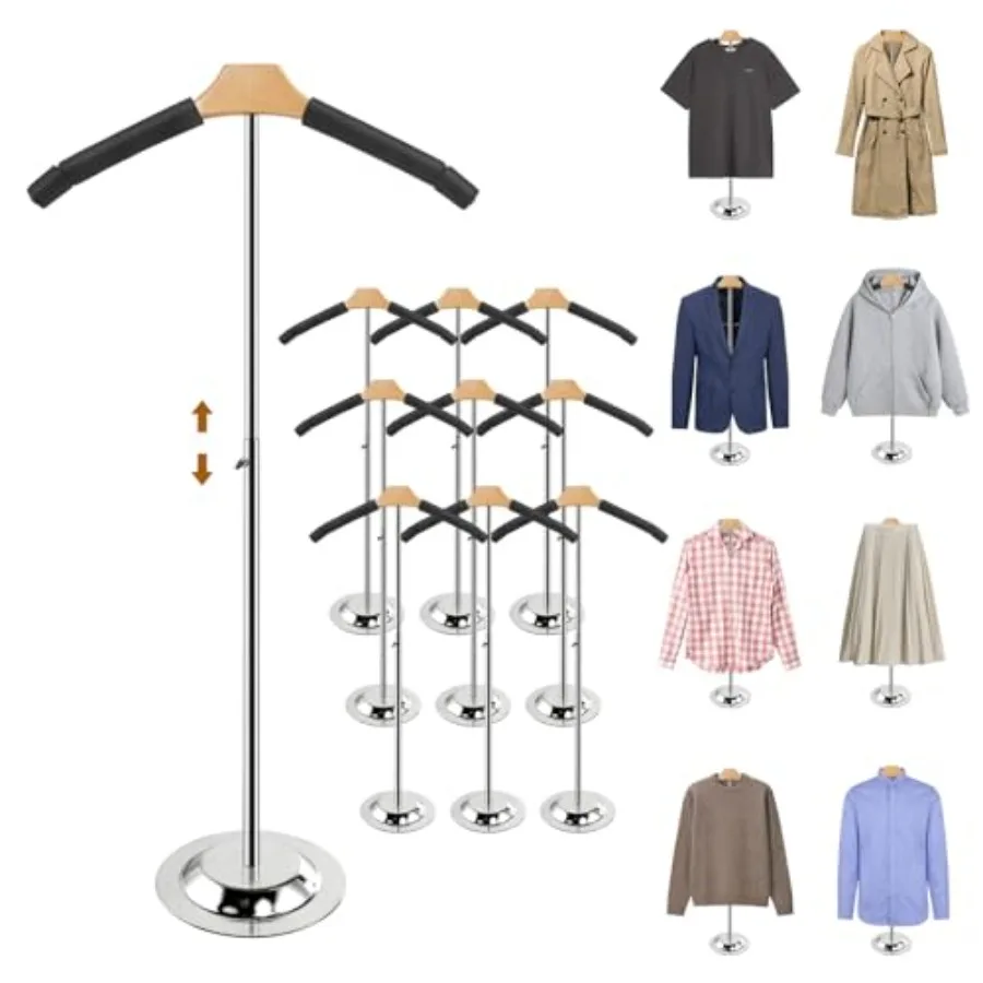 

Регулируемая подставка для футболок, 10 шт., высота 20–35 дюймов — манекен для рубашек, курток, пальто, мероприятий, черный