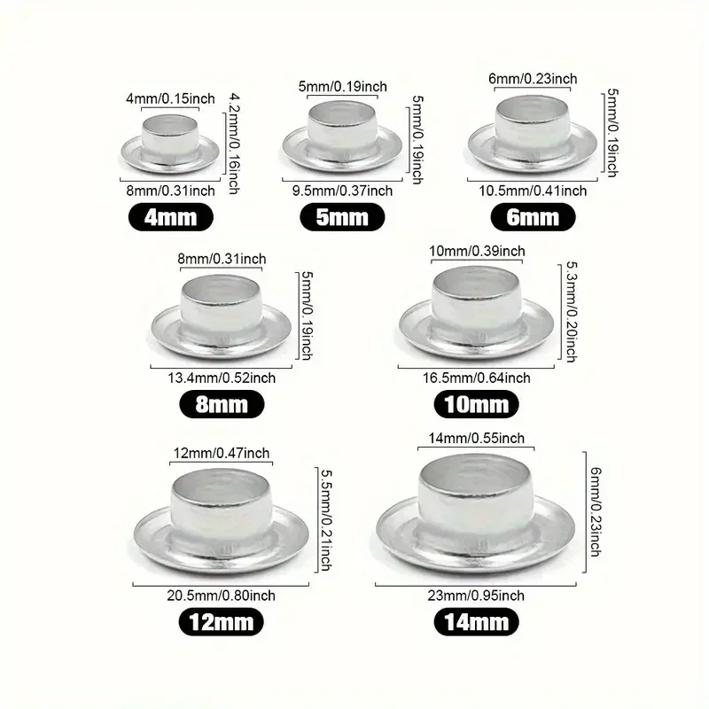 100 قطعة مجموعة حلقات ثقوب من الفولاذ المقاوم للصدأ M4-M14 فضية مع حلقة غسالة، لأحذية إصلاح الحرف الجلدية #4