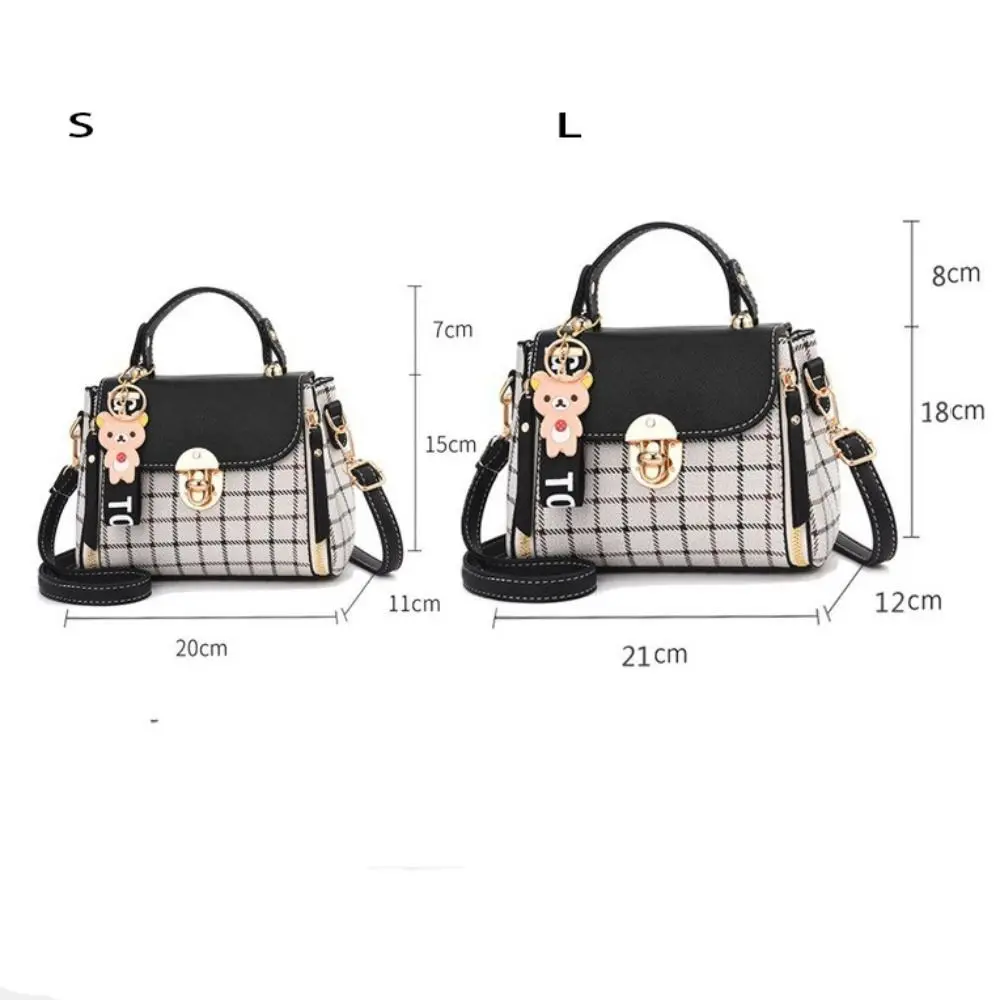 Modische PU-Leder Schultertaschen mit Schnallenverschluss, Handtaschen mit Karomuster für Damen – Detail 2