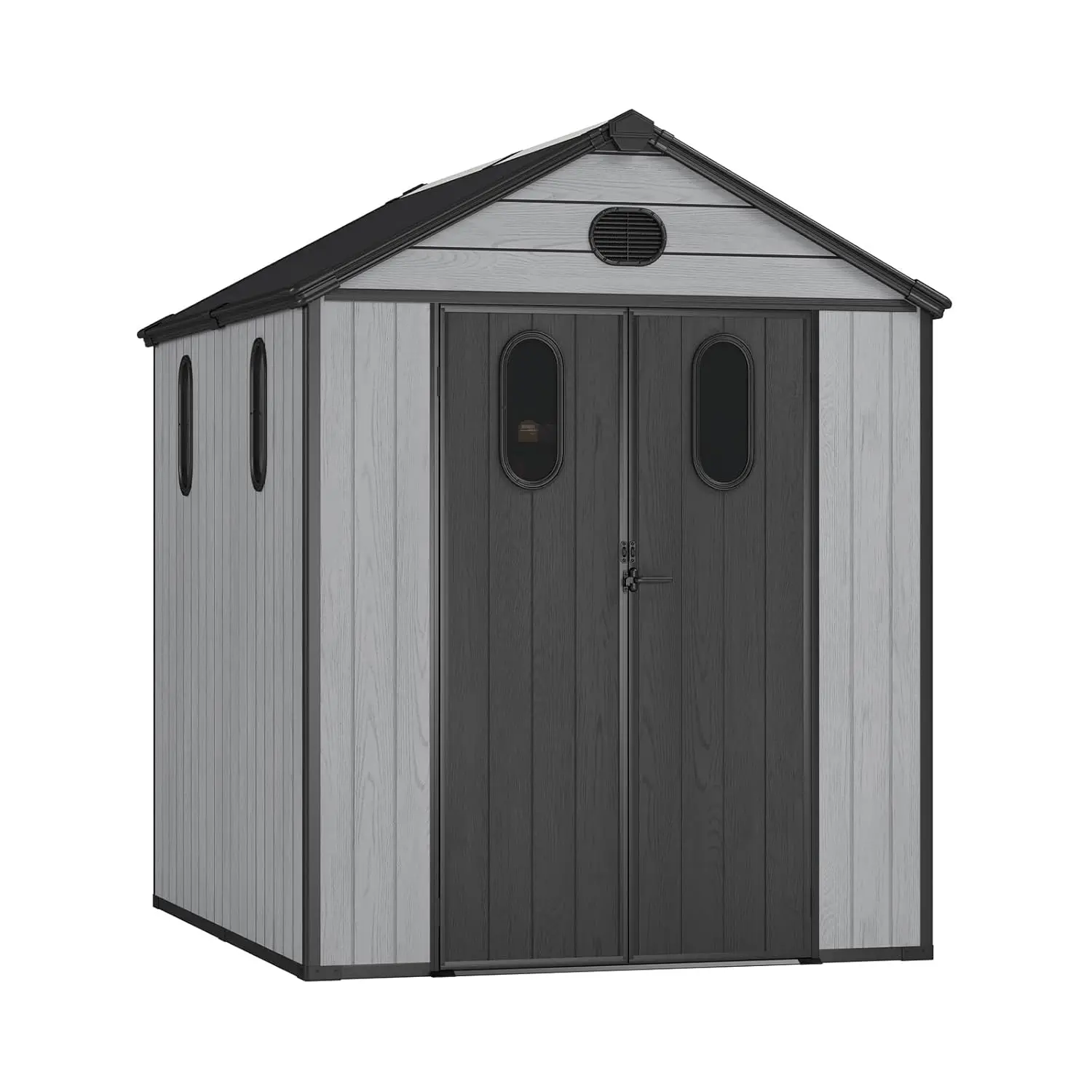 

6.1x7.5FT Outdoor Resin Storage Shed Heavy-Duty Reinforced Floor Windows Mesh Vents Lockable Door Garden Backyard Patio, Custom