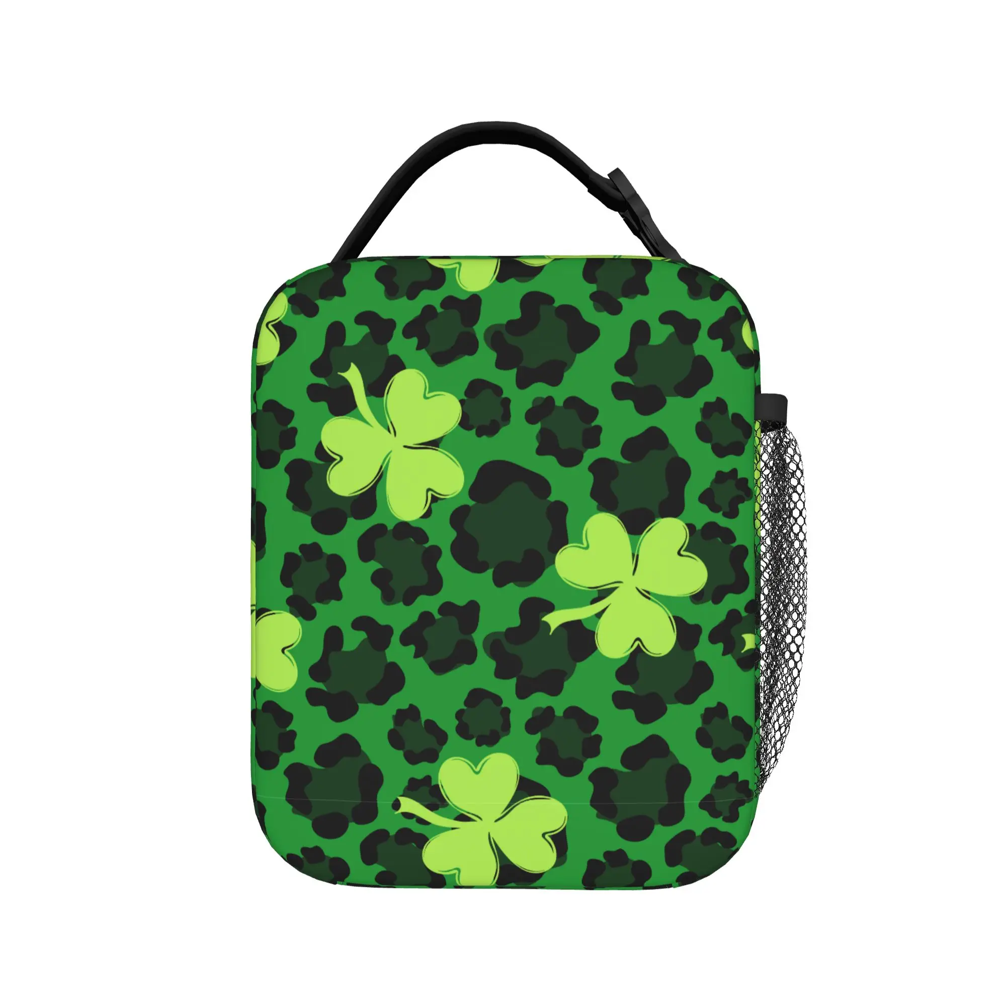 Leopard Print Four Leaf Clover Thermal Insulated Lunch Bag for Office  Portable Food Bag Container Cooler Thermal Food Box