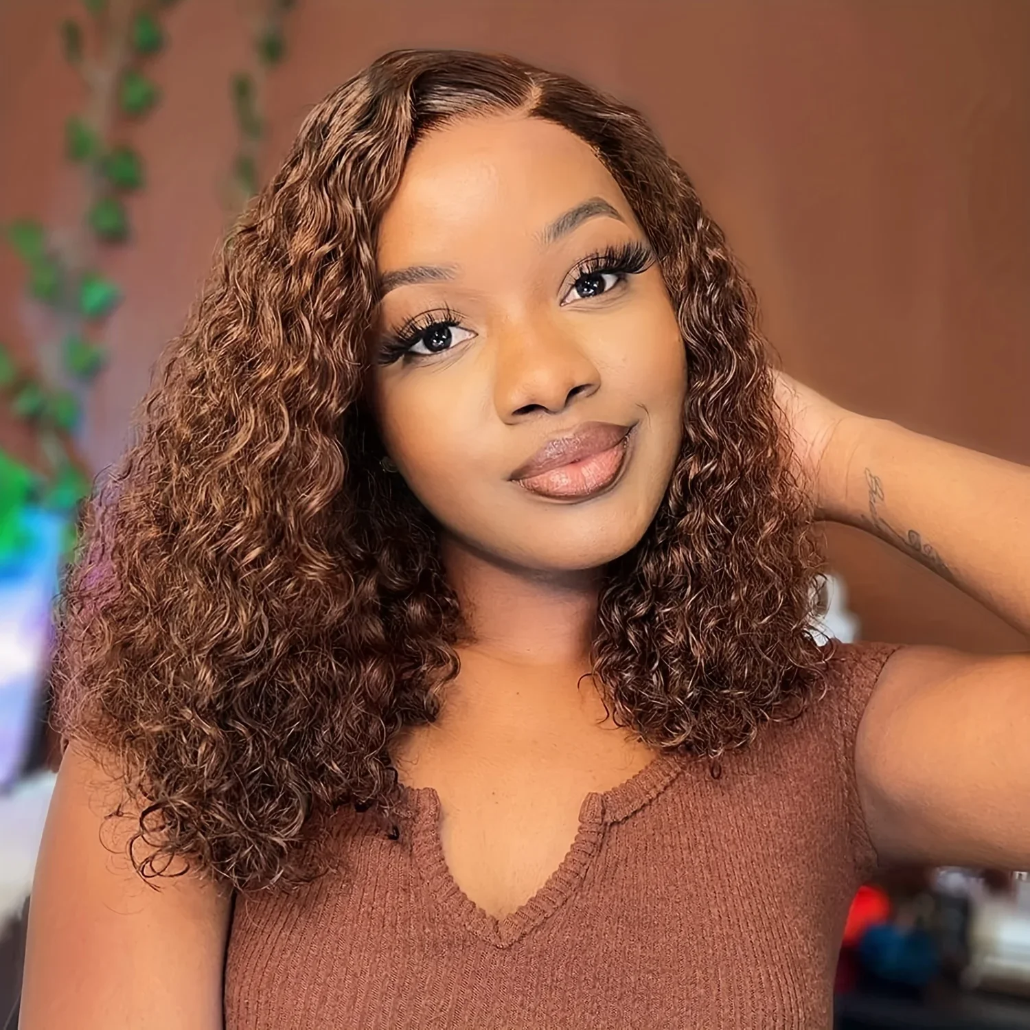 Soft 26Inch 180Density Brown Kinky Curly Long Lace Front Wig For Women BabyHair Heat Resistant Preplucked Daily Glueless