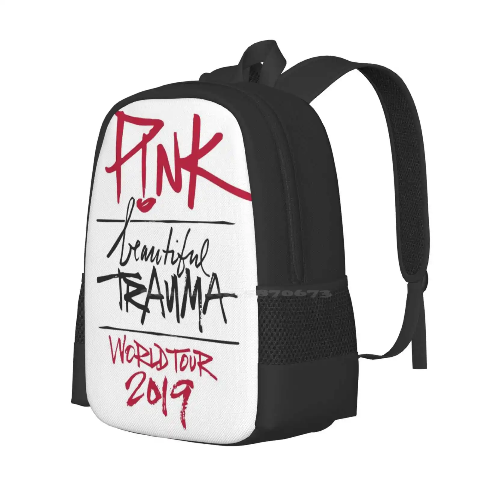 Pink Teen College Student Backpack Pattern Design Bags Pink Beautiful Trauma Concert World Tour 2018 2019 Music Lyric Trending