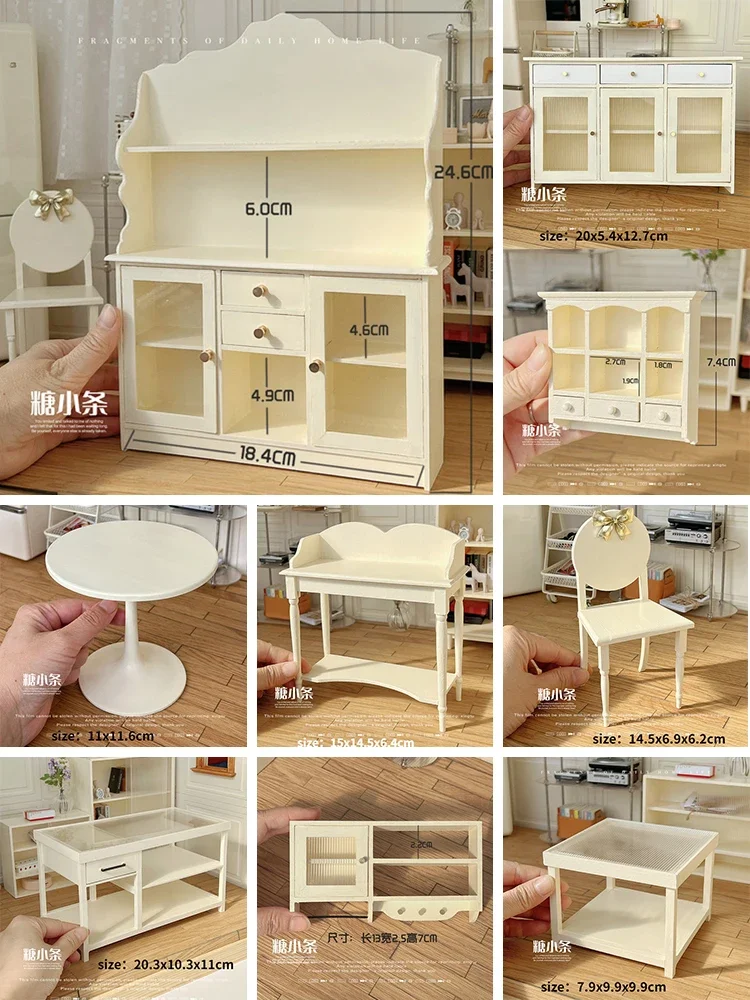 

1：6 Miniature Dollhouse Furniture Mini White Chair Table Bjd Doll 1：12 Desk Wardrobe New Diy Miniature Dollhouse Accessories