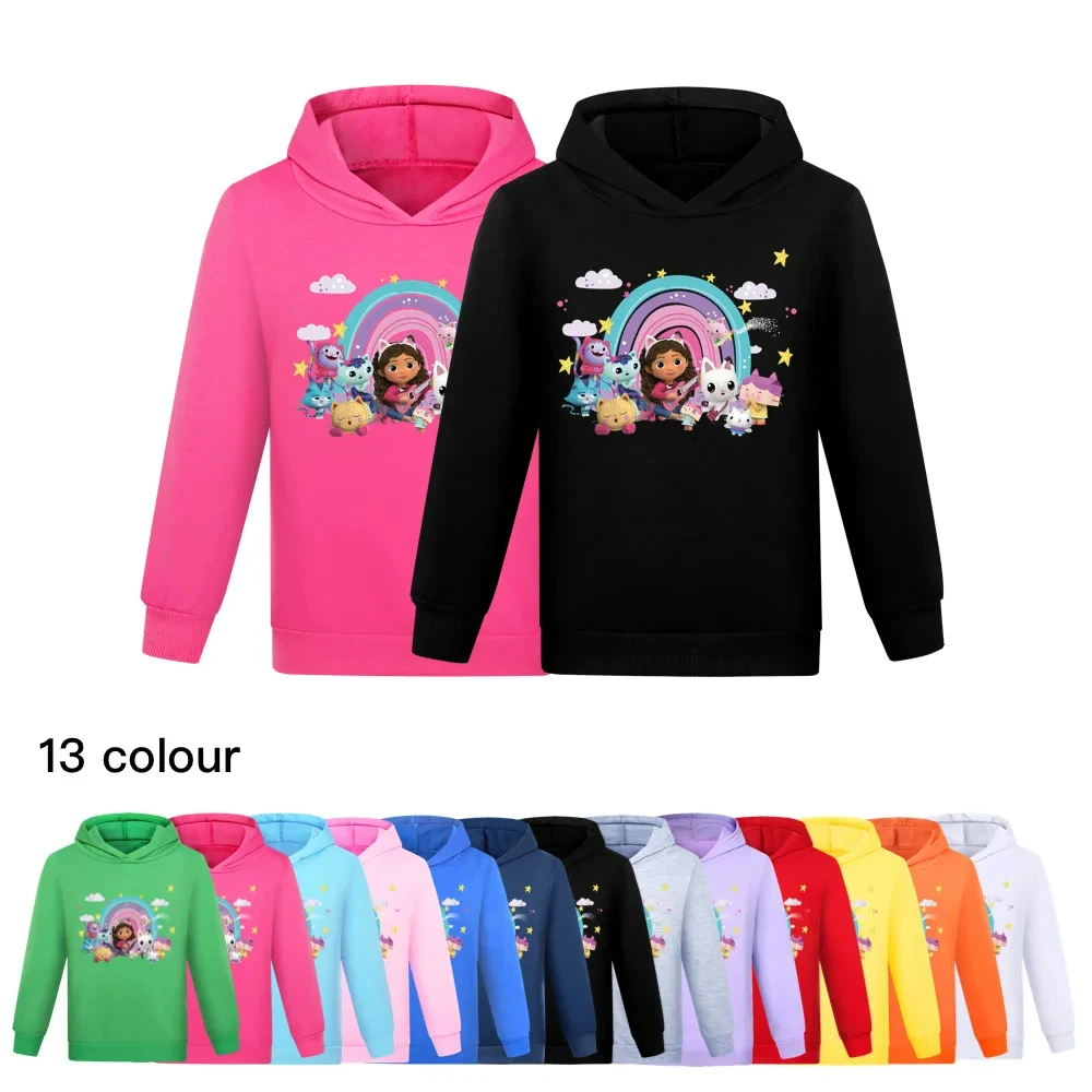 Kawaii Gabbys Dollhouse Hoodie Kids Clothes Autumn Sweatshirt Girls Clothing Fashion Baby Boys Clothes Children Tops 100-170cm