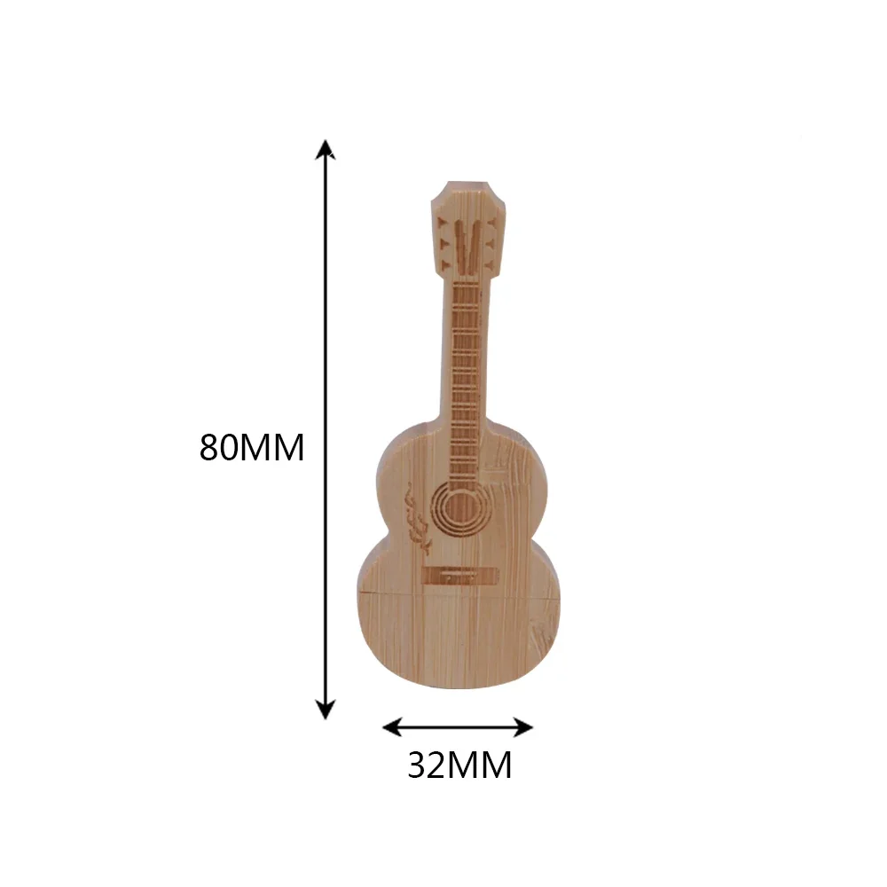 50 PCS LOT Wooden Guitar USB 2.0 Flash Drives 128M Free Custom Logo Pen Drive 32GB Memory Stick Music Creative Gift U disk 512M