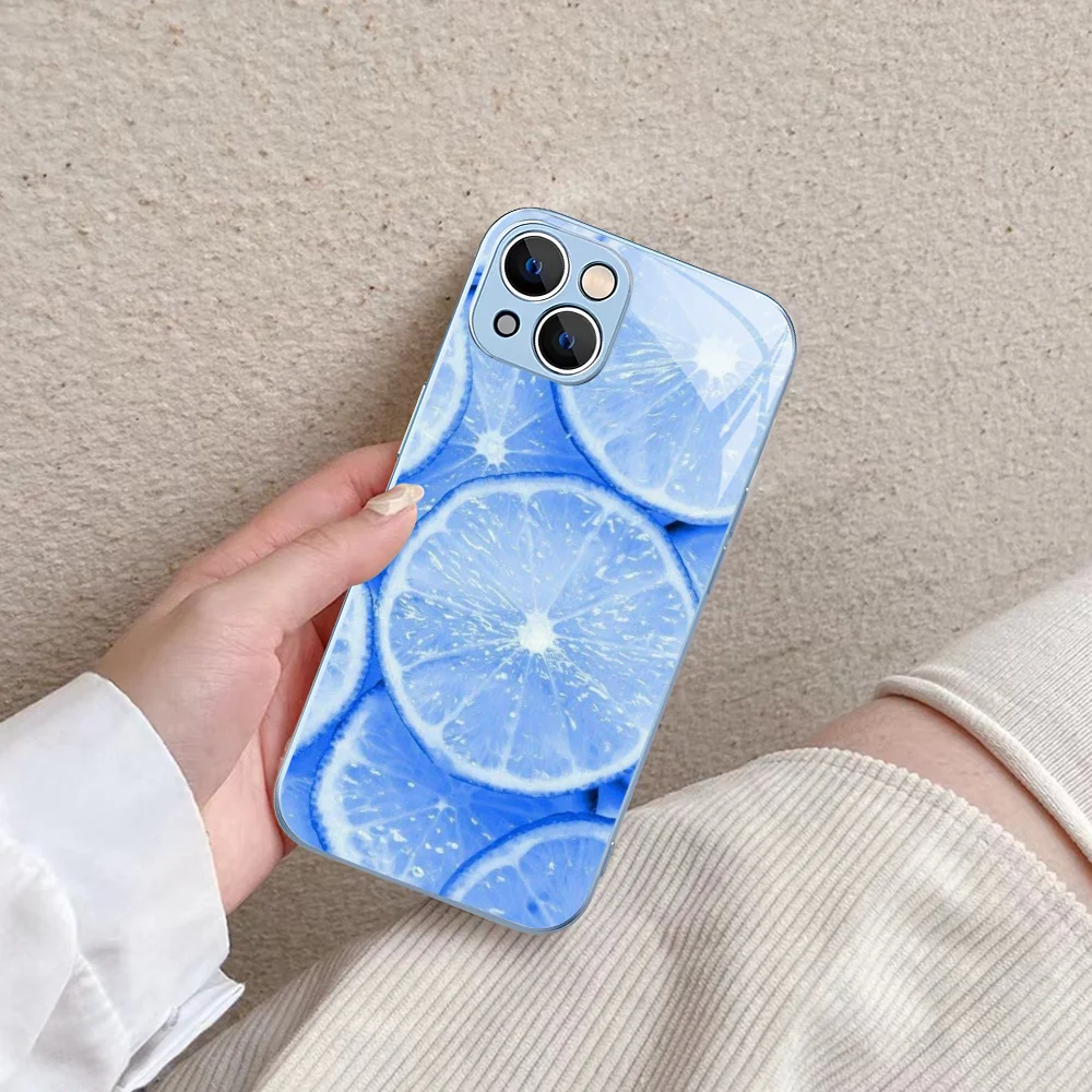 Colorful lemon Phone Case For iPhone 14 13 12 Mini 11 Pro XS Max X XR 14 Plus Tempered Glass Cover